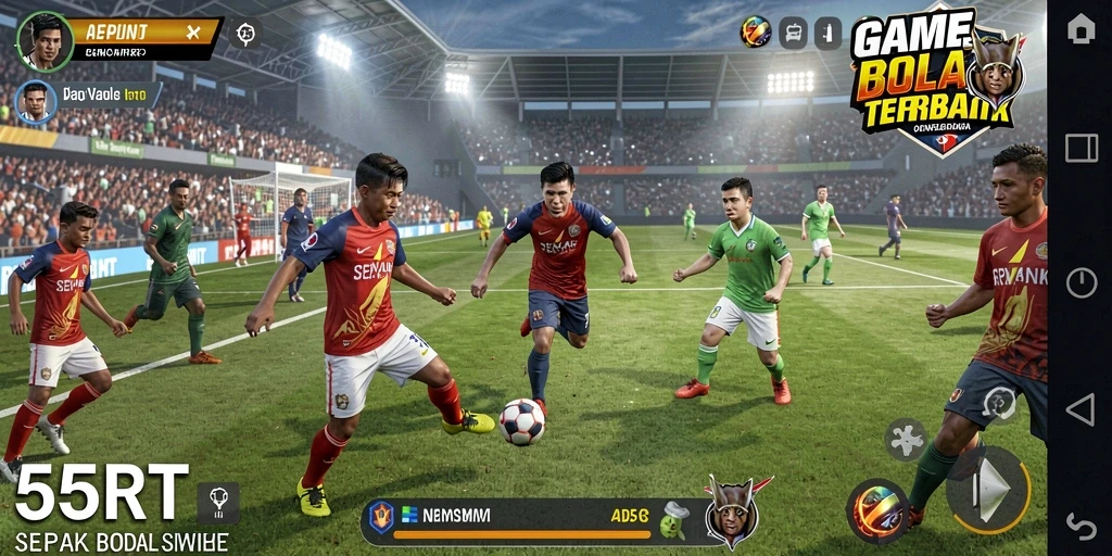Tampilan gameplay <strong>55RT</strong> yang mendebarkan dan penuh aksi sepak bola.