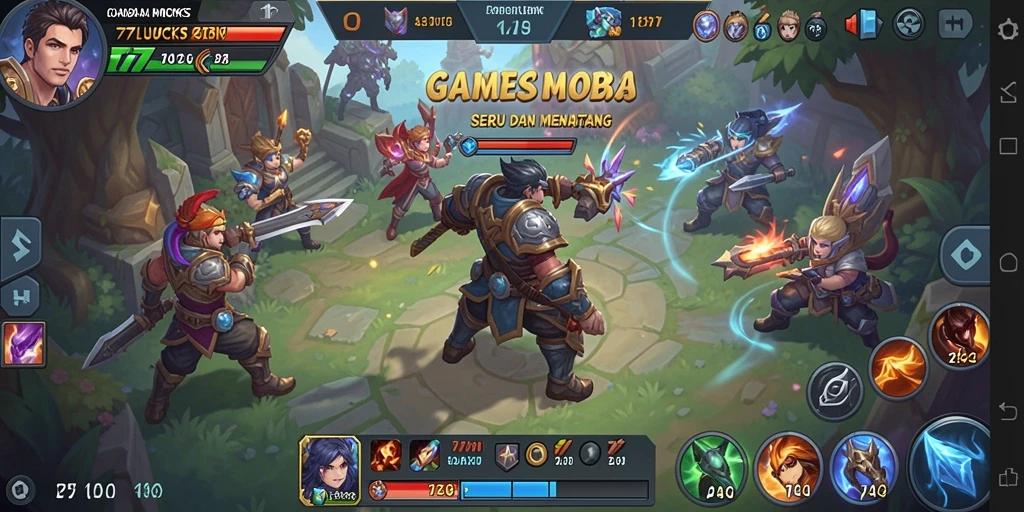 Tangkapan layar gameplay <strong>77LUCKS</strong> menampilkan pertarungan seru antara karakter pemain.