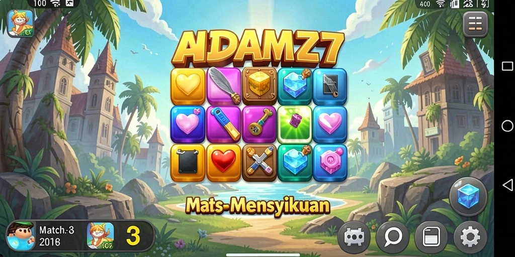 Tampilan gameplay match-3 yang seru dan interaktif