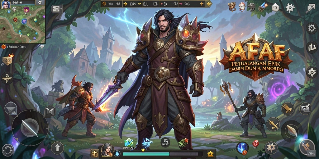 Screenshot gameplay AFAF menampilkan pertarungan epik dalam dunia MMORPG.