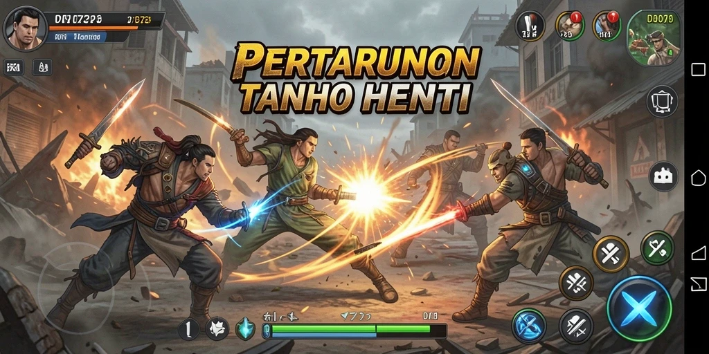 Tangkapan layar gameplay D73 menampilkan pertempuran aksi yang mendebarkan.