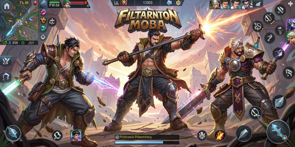 Tampilan gameplay seru dalam FILTER303 dengan pertarungan tim yang strategis.