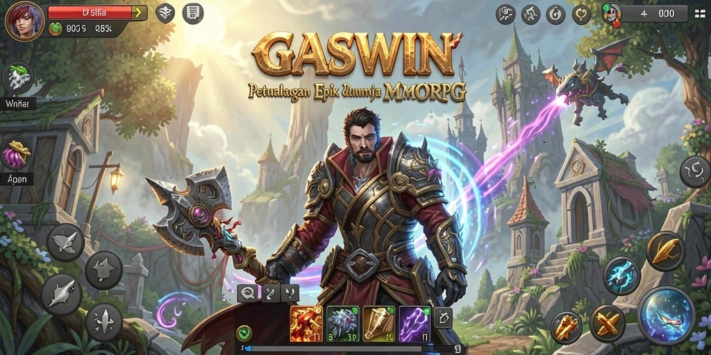 Screenshot GASWIN menunjukkan aksi seru di dunia MMORPG.