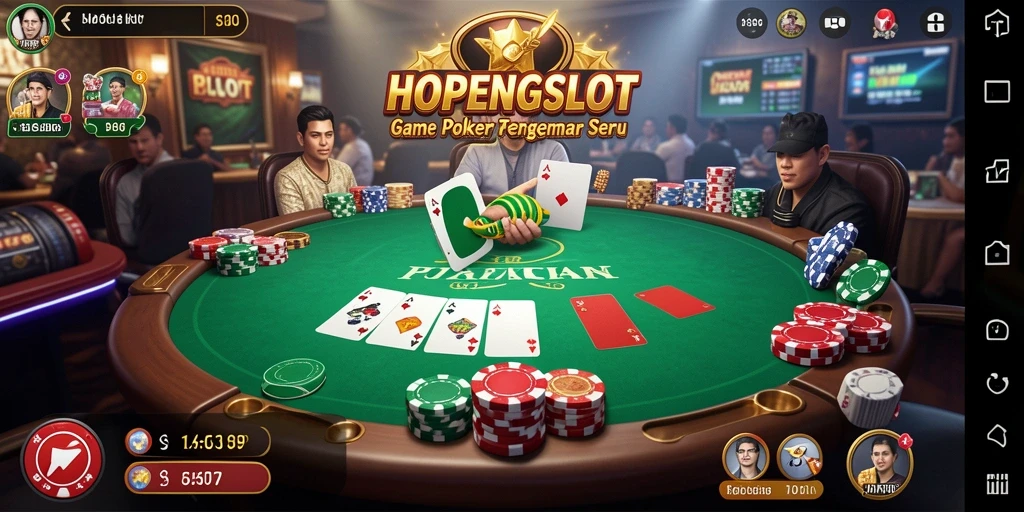Tampilan gameplay HOPENGSLOT yang mendebarkan dalam permainan Poker.