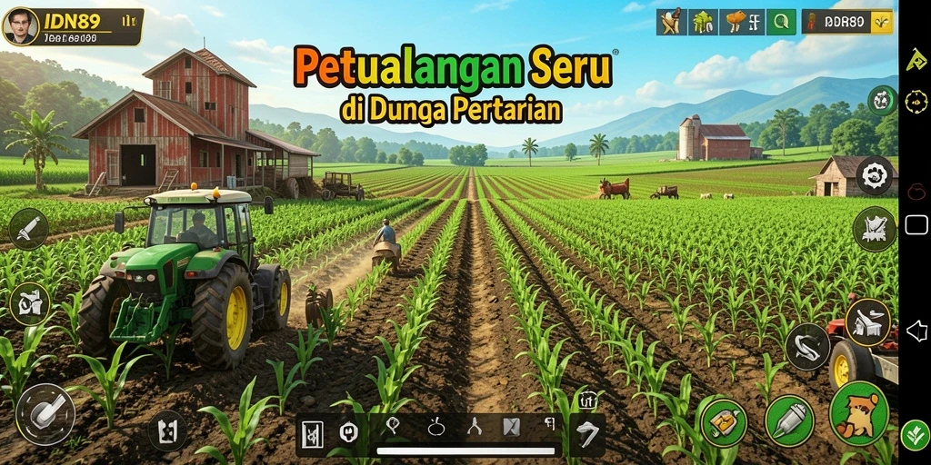 Screenshot IDN89 menunjukkan kebun virtual yang ceria dan penuh warna.