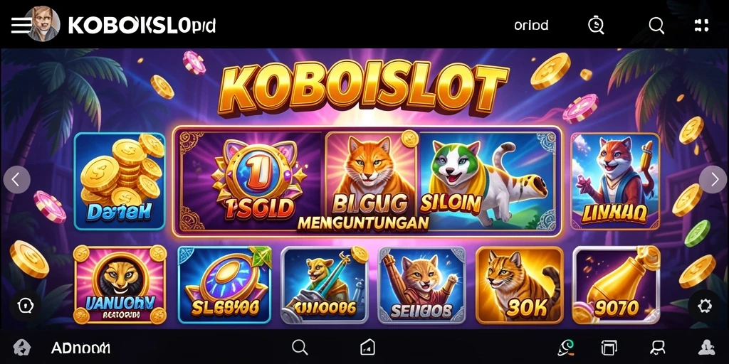 Screenshot gameplay KOBOISLOT yang penuh warna dan menarik di layar.