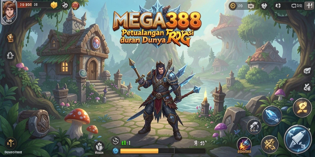 Tampilan gameplay MEGA388 dengan pertarungan epik dan karakter unik.