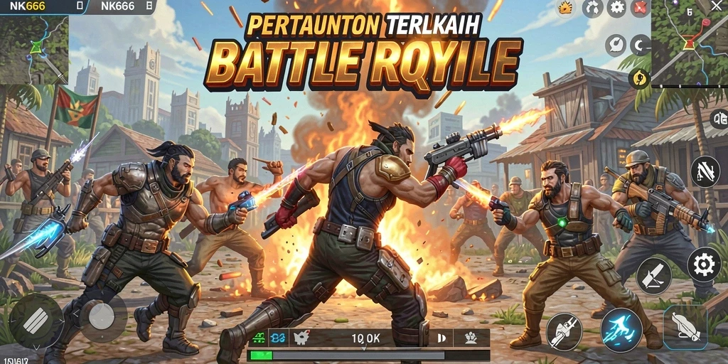 Tampilan seru gameplay NK666 dalam pertarungan Battle Royale.