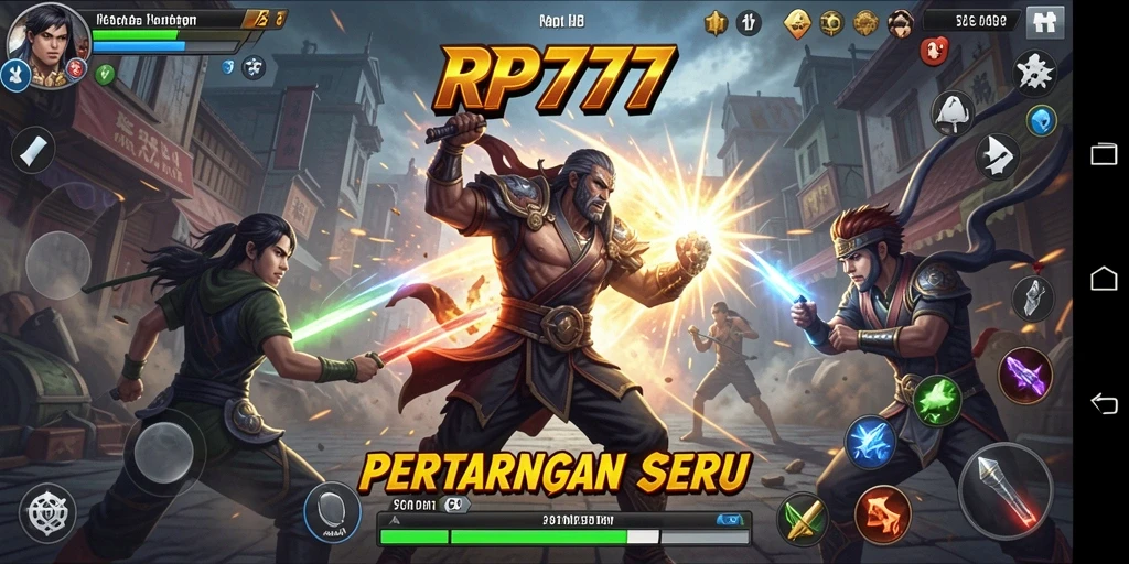Screenshot gameplay RP777 menampilkan aksi pertarungan yang mendebarkan.