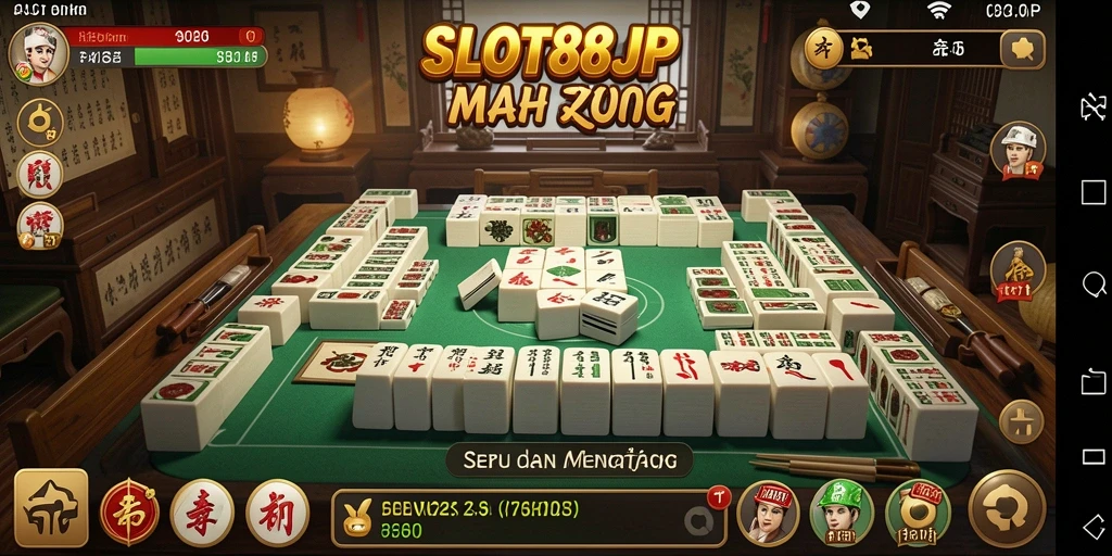 Tampilan permainan Mahjong dalam SLOT88JP yang menawan dan interaktif.