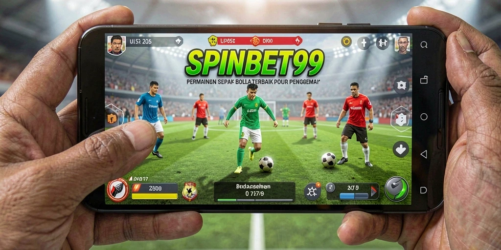 Menampilkan aksi seru dalam gameplay sepak bola SPINBET99.