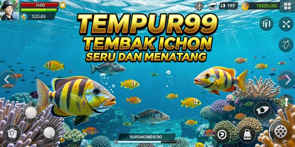 Tampilan gameplay TEMPUR99 yang seru saat berburu ikan.