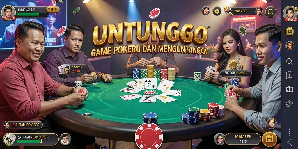 Tampilan screenshot UNTUNGGO yang menunjukkan keseruan gameplay Poker.